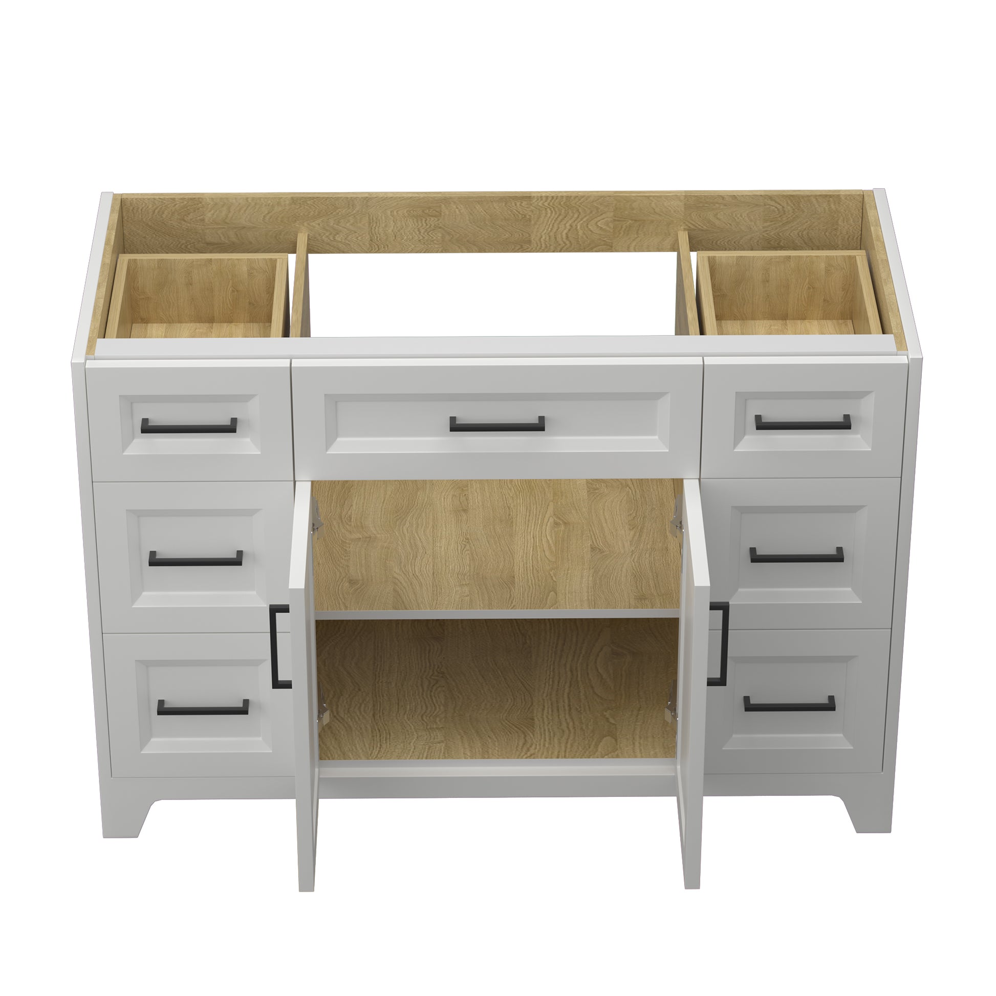 Solid Wood 48 Inch Bathroom Vanity Without Top Sink, Modern Bathroom Vanity Base Only, Birch Solid Wood And Plywood Cabinet, Bathroom Storage Cabinet With Double Door Cabinet And 6 Drawers,Light Gray 4 Light Gray 4 5 48 In & Above 32 To 35 In Soft Close