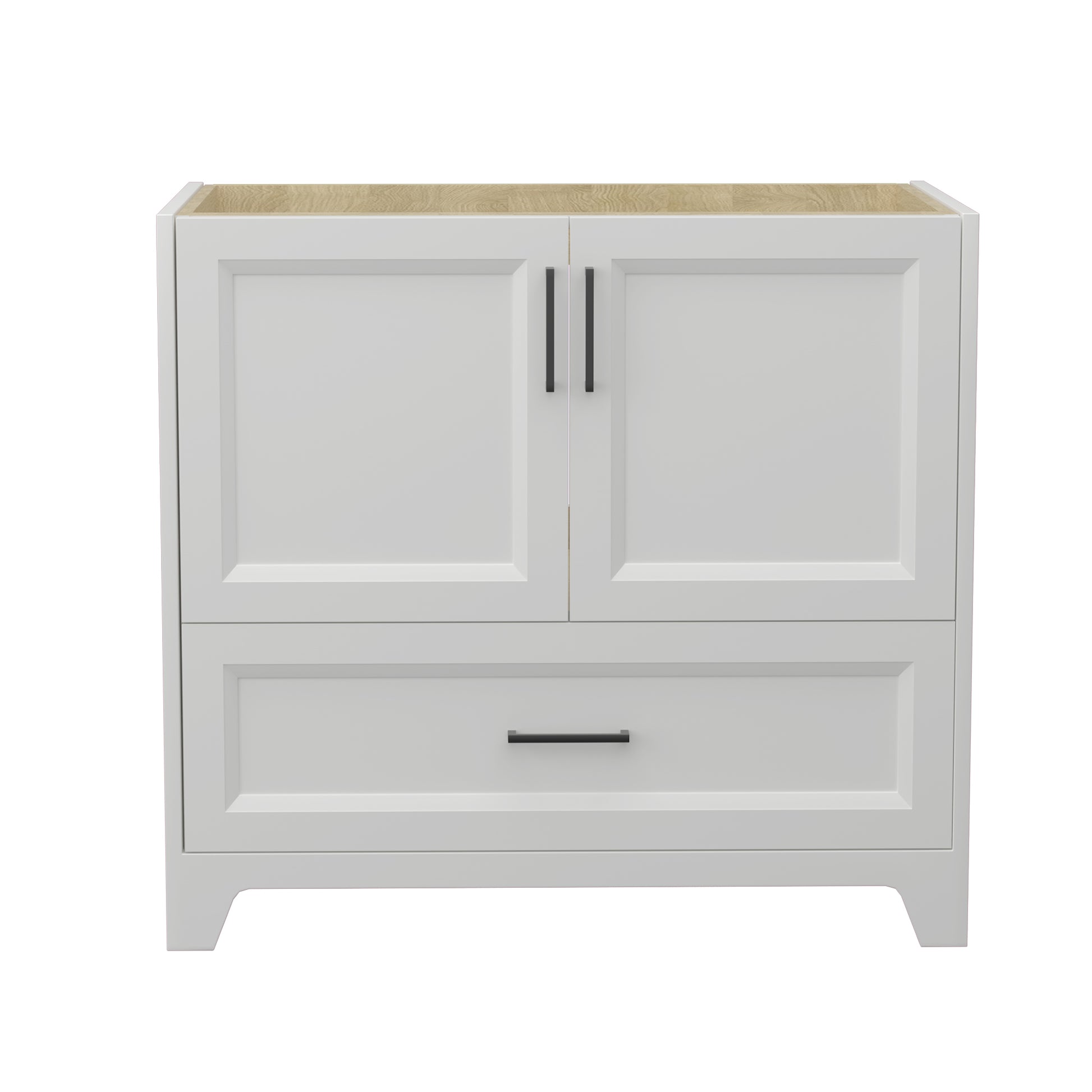 36 Inch Solid Wood Bathroom Vanity Without Top Sink, Modern Bathroom Vanity Base Only, Birch Solid Wood And Plywood Cabinet, Bathroom Storage Cabinet With Double Door Cabinet And 1 Drawer White 1 White 2 2 36 To 47 In 32 To 35 In Soft Close Doors