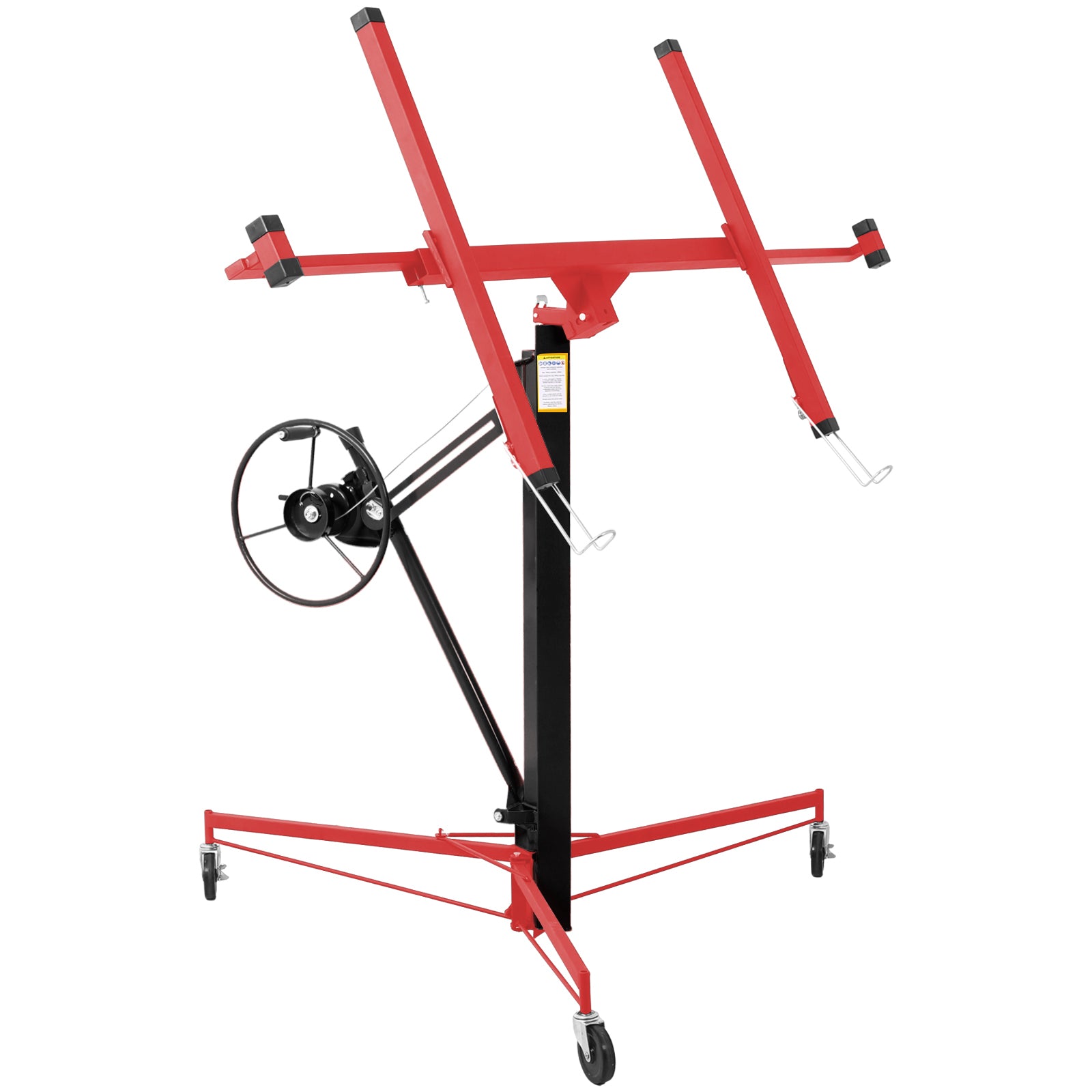 Drywall Lift Panel 11' Lift Drywall Panel Hoist Jack Lifter, Red Black Black Red Steel
