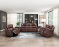 Double Reclining Sofa Brown Leather Luxurious Comfort Style Living Room Furniture 1Pc Brown Genuine Leather Wood Primary Living Space Modern,Transitional Pillow Top Arms Solid Wood