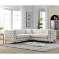 82.2 Inch Velvet Corner Sofa, L Shaped Sectional Couch, 5 Seater Corner Sofas With 3 Cushions For Living Room, Bedroom, Apartment, Office Beige Foam Velvet