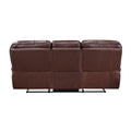 Double Reclining Sofa Brown Leather Luxurious Comfort Style Living Room Furniture 1Pc Brown Genuine Leather Wood Primary Living Space Modern,Transitional Pillow Top Arms Solid Wood