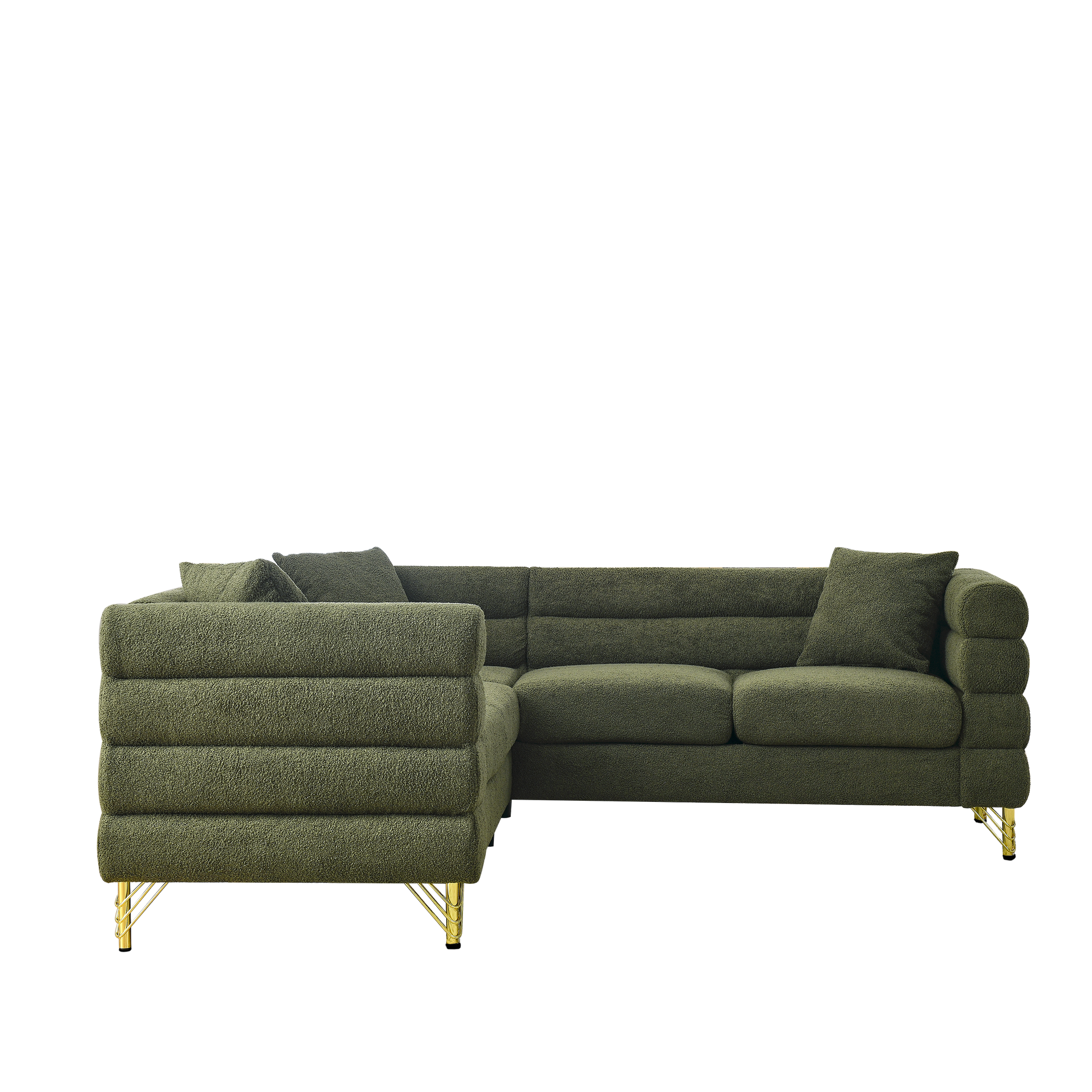 81.5 Inch Oversized Corner Sofa, L Shaped Sectional Couch,5 Seater Corner Sofas With 3 Cushions For Living Room, Bedroom, Apartment, Office Green Foam Teddy