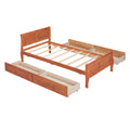 Twin Size Wood Platform Bed With 4 Drawers And Streamlined Headboard & Footboard, Oak Oak Solid Wood Mdf