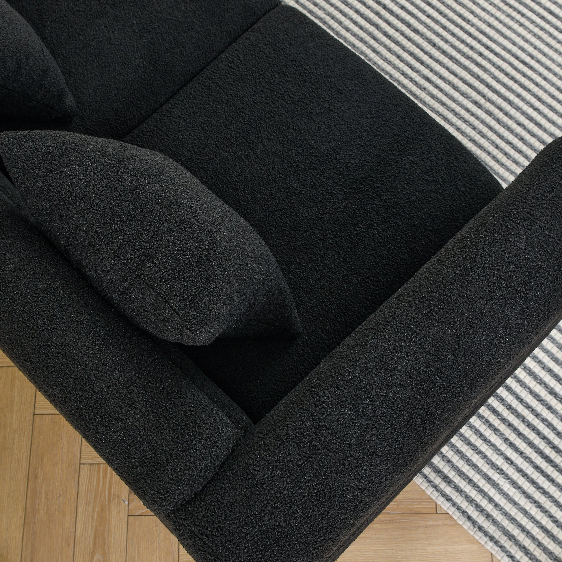 81.5 Inch Oversized Corner Sofa, L Shaped Sectional Couch,5 Seater Corner Sofas With 3 Cushions For Living Room, Bedroom, Apartment, Office Black Foam Teddy