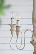 4 Light Wood Chandelier, Hanging Light Fixture With Adjustable Chain For Kitchen Dining Room Foyer Entryway, Bulb Not Included Cream White Wood