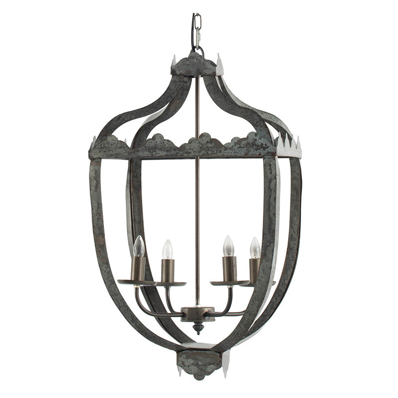 4 Light Metal Chandelier, Hanging Light Fixture With Adjustable Chain For Kitchen Dining Room Foyer Entryway, Bulb Not Included Gray Iron