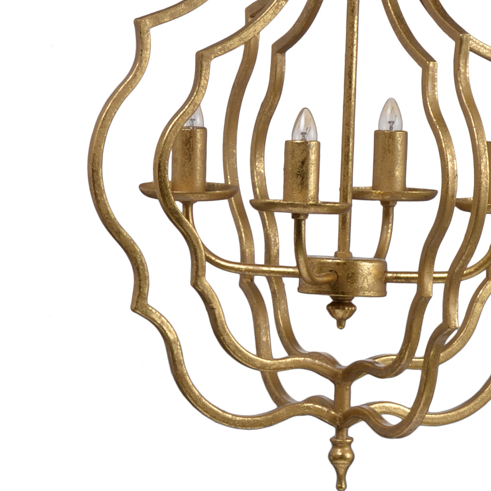 4 Light Metal Chandelier, Hanging Light Fixture With Adjustable Chain For Kitchen Dining Room Foyer Entryway, Bulb Not Included Gold Iron