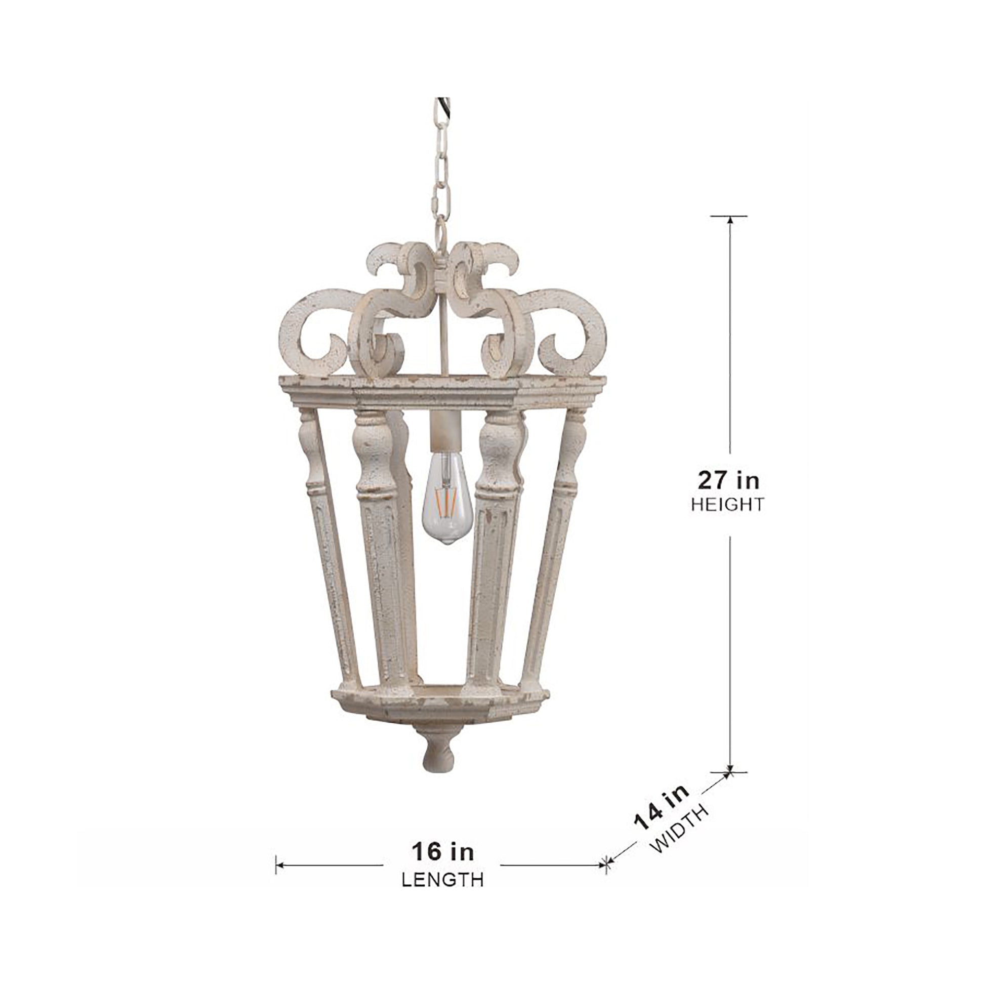 Wood Chandelier, Hanging Light Fixture With Adjustable Chain For Kitchen Dining Room Foyer Entryway, Bulb Not Included Cream White Wood