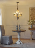 6 Light Wood Chandelier, Hanging Light Fixture With Adjustable Chain For Kitchen Dining Room Foyer Entryway, Bulb Not Included Cream Wood