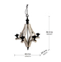 6 Light Wood Chandelier, Hanging Light Fixture With Adjustable Chain For Kitchen Dining Room Foyer Entryway, Bulb Not Included Cream Wood
