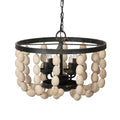 4 Light Wood Chandelier, Hanging Light Fixture With Adjustable Chain For Kitchen Dining Room Foyer Entryway, Bulb Not Included Cream Wood