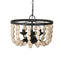 4 Light Wood Chandelier, Hanging Light Fixture With Adjustable Chain For Kitchen Dining Room Foyer Entryway, Bulb Not Included Cream Wood