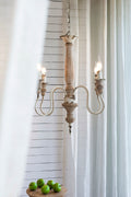 4 Light Wood Chandelier, Hanging Light Fixture With Adjustable Chain For Kitchen Dining Room Foyer Entryway, Bulb Not Included Cream White Wood