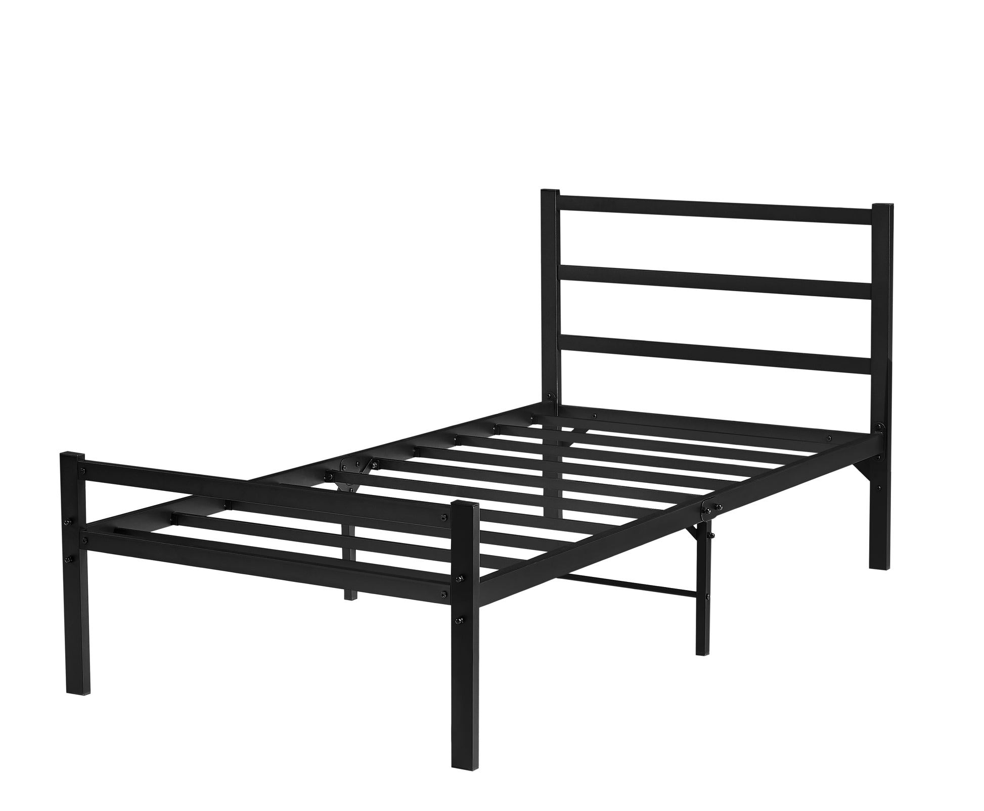 Twin Bed Frame With Headboard And Footboard, Bed Frame Platform With Storage Space, Heavy Duty Metal Bed No Box Spring Required, 11'' Under Bed Storage, Anti Slip, Noise Free, Black Black Bedroom