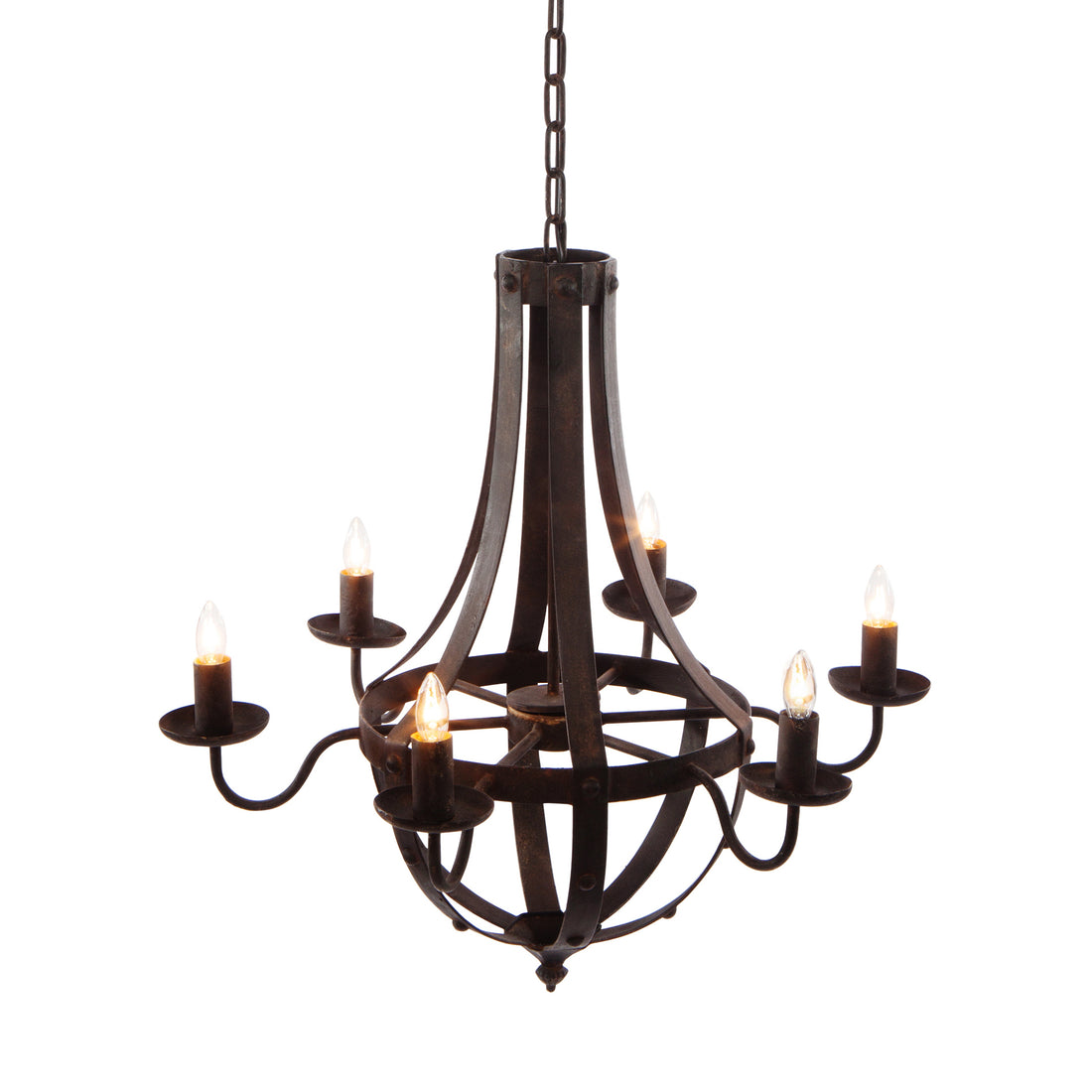 6 Light Metal Chandelier, Hanging Light Fixture With Adjustable Chain For Kitchen Dining Room Foyer Entryway, Bulb Not Included Black Iron