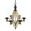 6 Light Wood Chandelier, Hanging Light Fixture With Adjustable Chain For Kitchen Dining Room Foyer Entryway, Bulb Not Included Cream Wood
