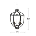 4 Light Metal Chandelier, Hanging Light Fixture With Adjustable Chain For Kitchen Dining Room Foyer Entryway, Bulb Not Included Gray Iron