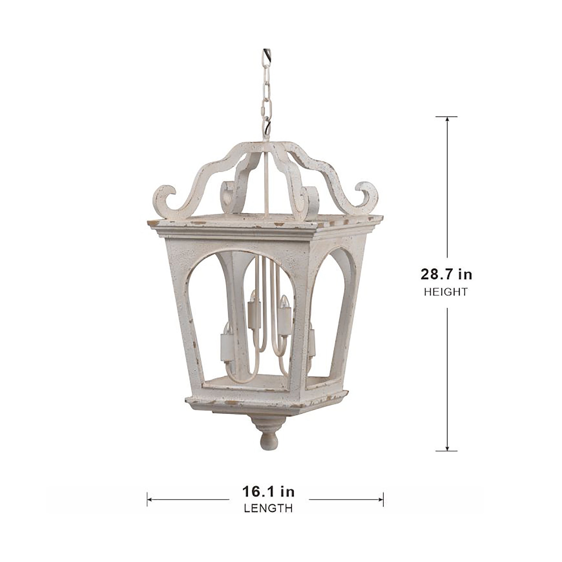 4 Light Wood Chandelier, Hanging Light Fixture With Adjustable Chain For Kitchen Dining Room Foyer Entryway, Bulb Not Included Cream White Wood