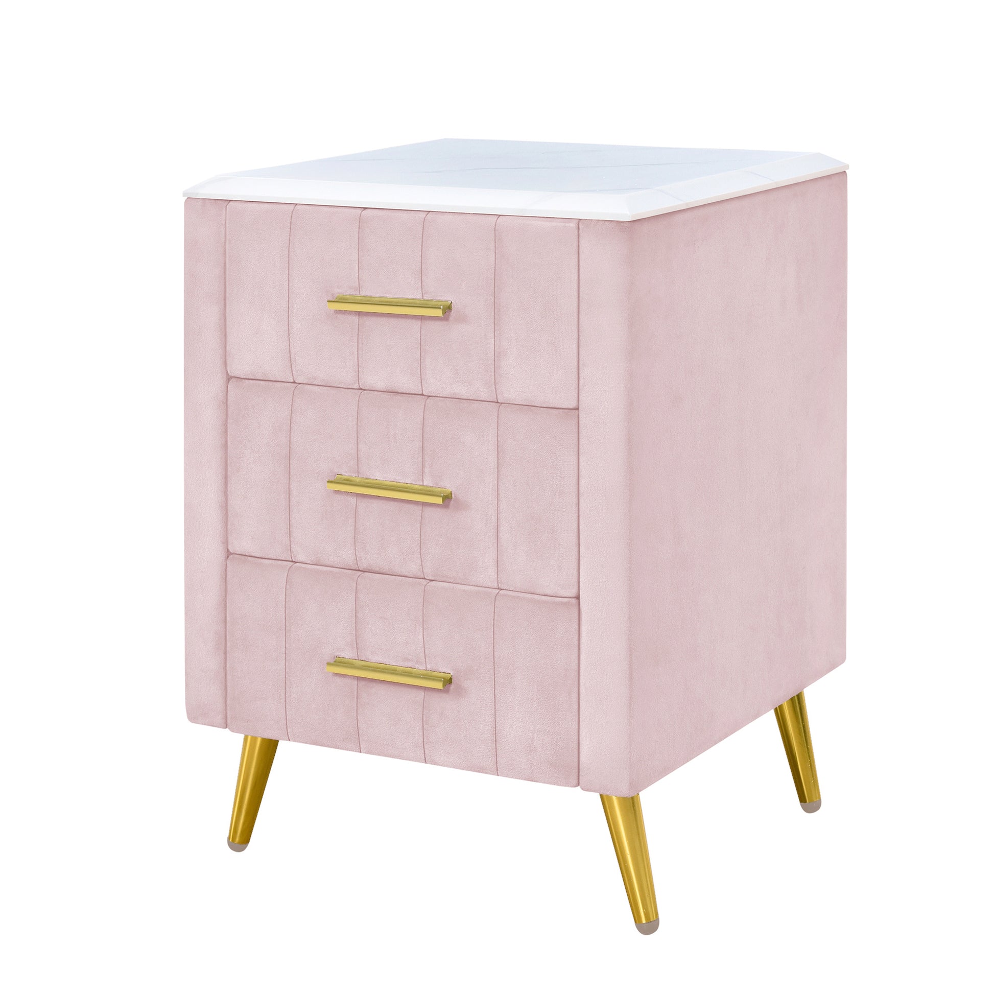 4 Pieces Bedroom Sets Queen Size Upholstered Bed Frame With Modern Corduroy Storage Ottoman And Nightstands,Pink Queen Pink 4 Piece Set Wood