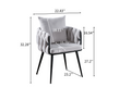 Pure Ivory Modern Velvet Dining Chairs Set Of 2 Hand Weaving Accent Chairs Living Room Chairs Upholstered Side Chair With Black Metal Legs For Dining Room Kitchen Vanity Living Room Ivory Velvet