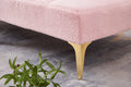 Convertible Single Sofa Bed Futon With Gold Metal Legs Teddy Fabric Pink Pink Teddy Foam Fabric