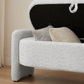 Ottoman Oval Storage Bench 3D Lamb Fleece Fabric Bench With Large Storage Space For The Living Room, Entryway And Bedroom,Gray Gray Polyester