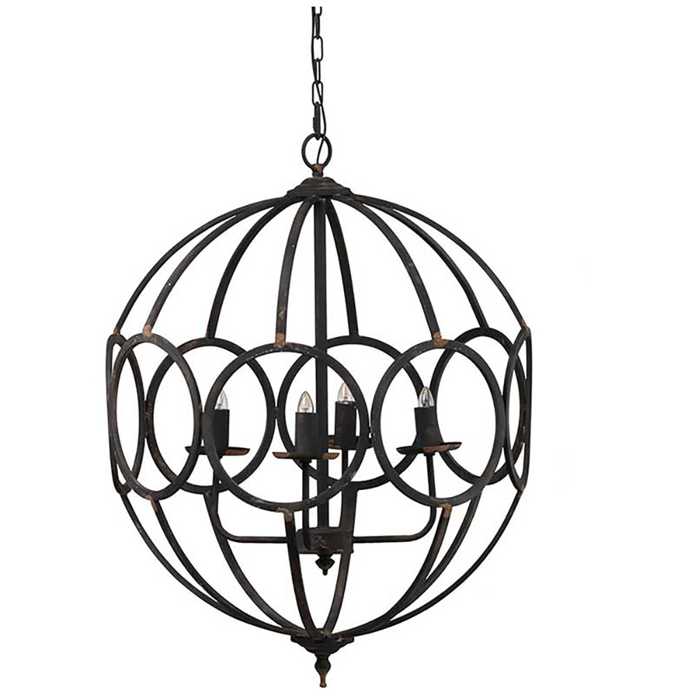 4 Light Metal Chandelier, Hanging Light Fixture With Adjustable Chain For Kitchen Dining Room Foyer Entryway, Bulb Not Included Black Iron