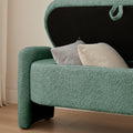 Ottoman Oval Storage Bench 3D Lamb Fleece Fabric Bench With Large Storage Space For The Living Room, Entryway And Bedroom,Green Green Dark Green Polyester