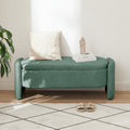 Ottoman Oval Storage Bench 3D Lamb Fleece Fabric Bench With Large Storage Space For The Living Room, Entryway And Bedroom,Green Green Dark Green Polyester