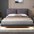Queen Size Upholstered Platform Bed With Sensor Light And 2 Large Backrests, Stylish Platform Bed With 2 Sets Of Usb Port And Socket On Each Rear Bed Leg, Gray Gray Velvet