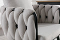 Pure Ivory Modern Velvet Dining Chairs Set Of 2 Hand Weaving Accent Chairs Living Room Chairs Upholstered Side Chair With Black Metal Legs For Dining Room Kitchen Vanity Living Room Ivory Velvet