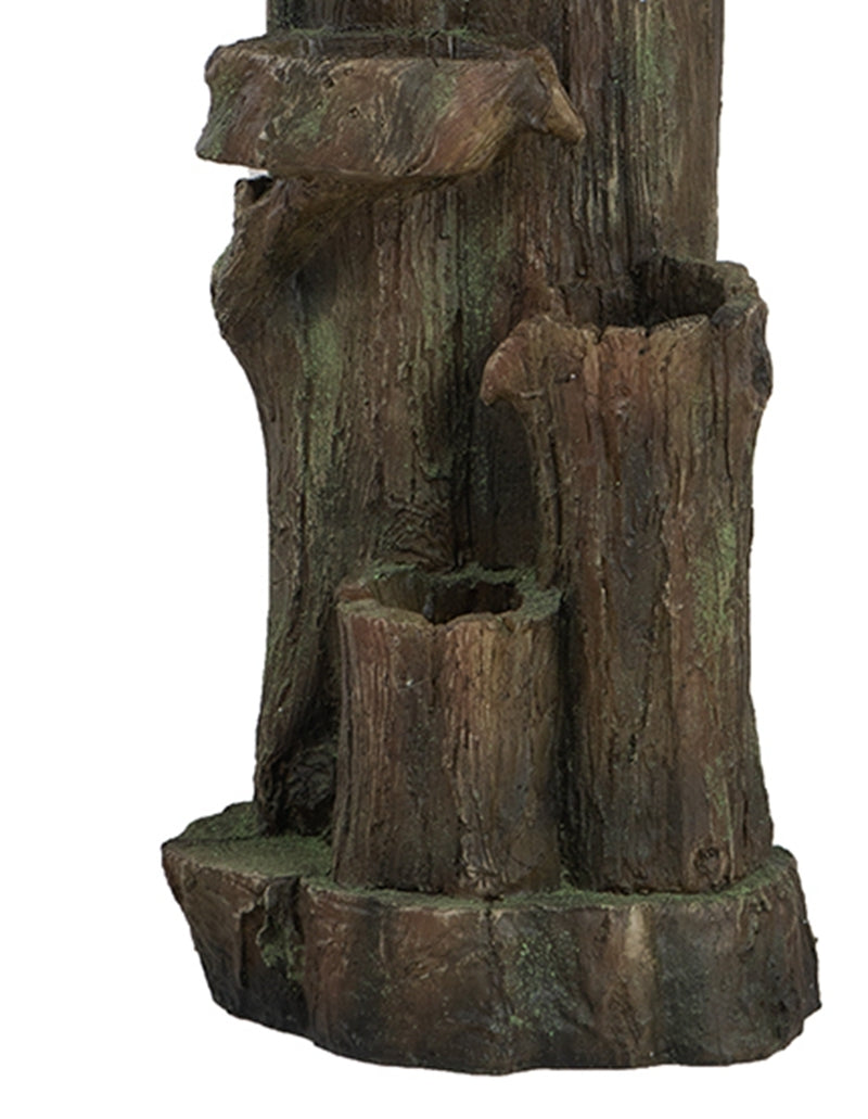 11X13.4X31.5" Rustic Decorative Tree Trunk 5 Tier Water Fountain, With Light And Pump, For Indoor And Outdoor Brown Garden & Outdoor Farmhouse,French Country,Pastoral,Rustic,Traditional Polyresin