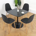 Deep Grey Modern Fabric Chairs With Wood Transfer Metal Leg Set Of 4 Dark Gray Metal