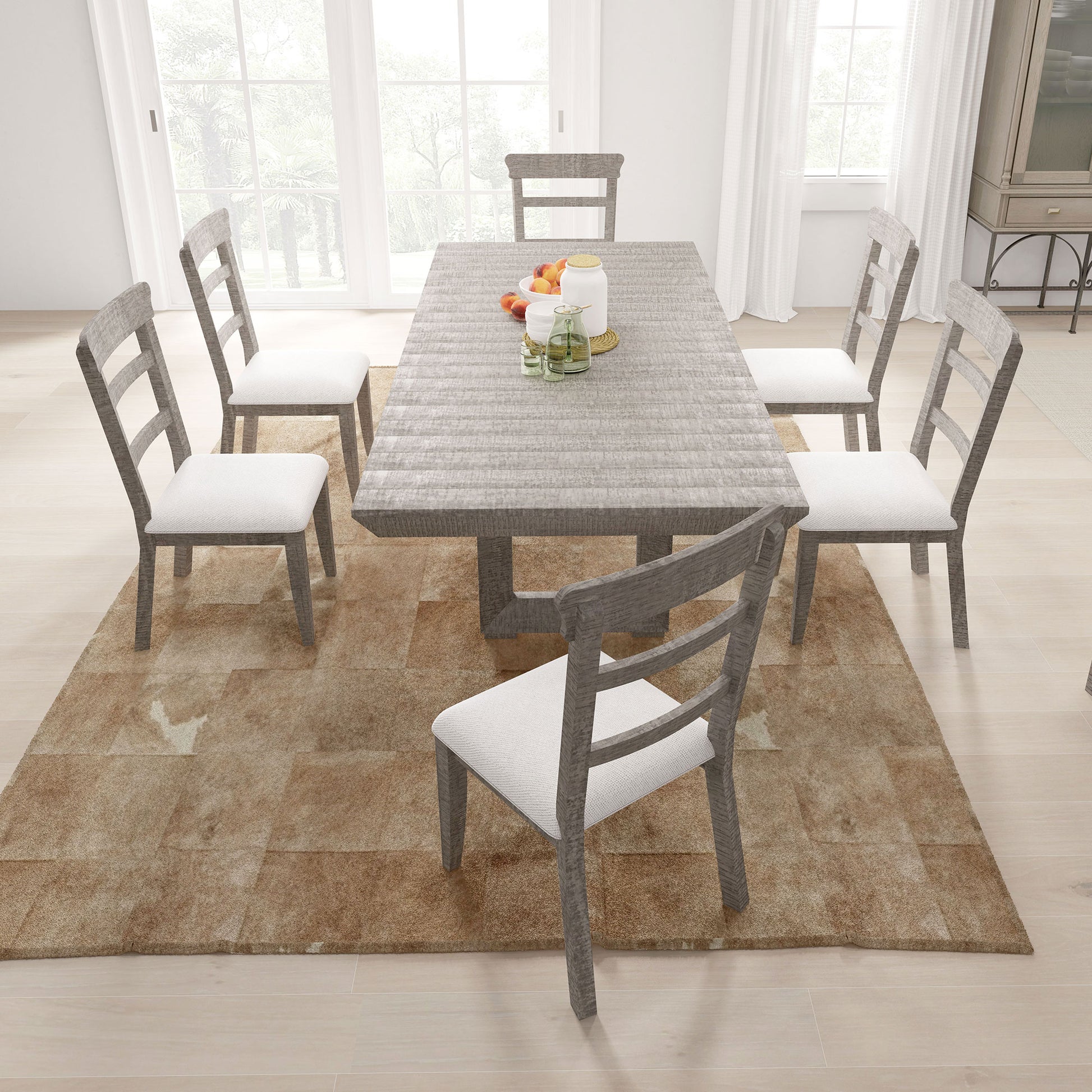 Upholstered Pine Wood Dining Chairs 19.1*24*37.4Inch Set Of 2, Dining Room Kitchen Side Chair Ladder Back Side Chairs Gray Gray Pine
