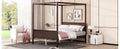 Queen Size Canopy Platform Bed With Headboard And Footboard,Slat Support Leg Espresso Old Sku:Lt001912Aap Espresso Solid Wood
