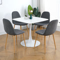 Light Grey Modern Fabric Chairs With Wood Transfer Metal Leg Set Of 4 Light Gray Metal
