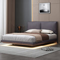 Queen Size Upholstered Platform Bed With Sensor Light And 2 Large Backrests, Stylish Platform Bed With 2 Sets Of Usb Port And Socket On Each Rear Bed Leg, Gray Gray Velvet