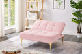 Convertible Single Sofa Bed Futon With Gold Metal Legs Teddy Fabric Pink Pink Teddy Foam Fabric