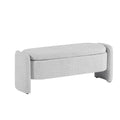 Ottoman Oval Storage Bench 3D Lamb Fleece Fabric Bench With Large Storage Space For The Living Room, Entryway And Bedroom,Gray Gray Polyester