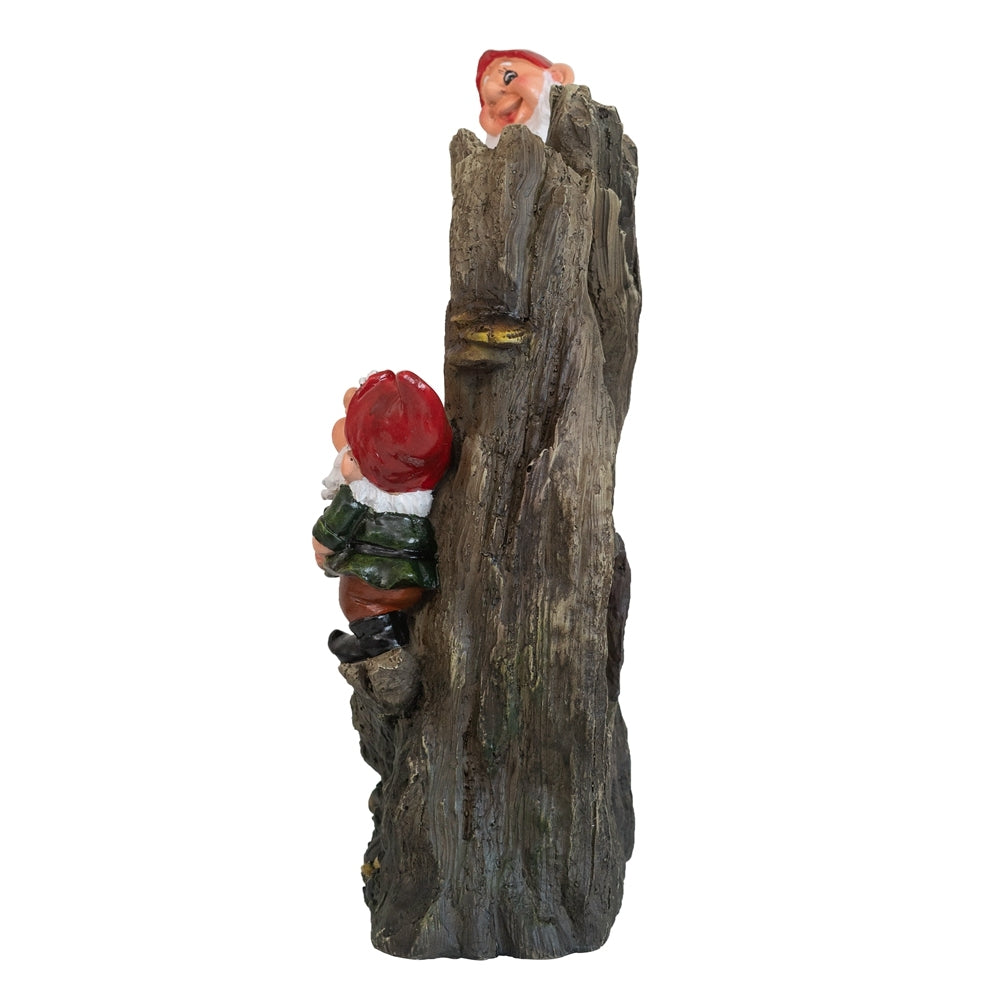 8.3X4.7X13.8" Decorative Woodland Gnome Water Fountain With Led Light, Brown Brown Primary Living Space Art Deco,Rustic,Traditional Polyresin