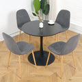 Light Grey Modern Fabric Chairs With Wood Transfer Metal Leg Set Of 4 Light Gray Metal