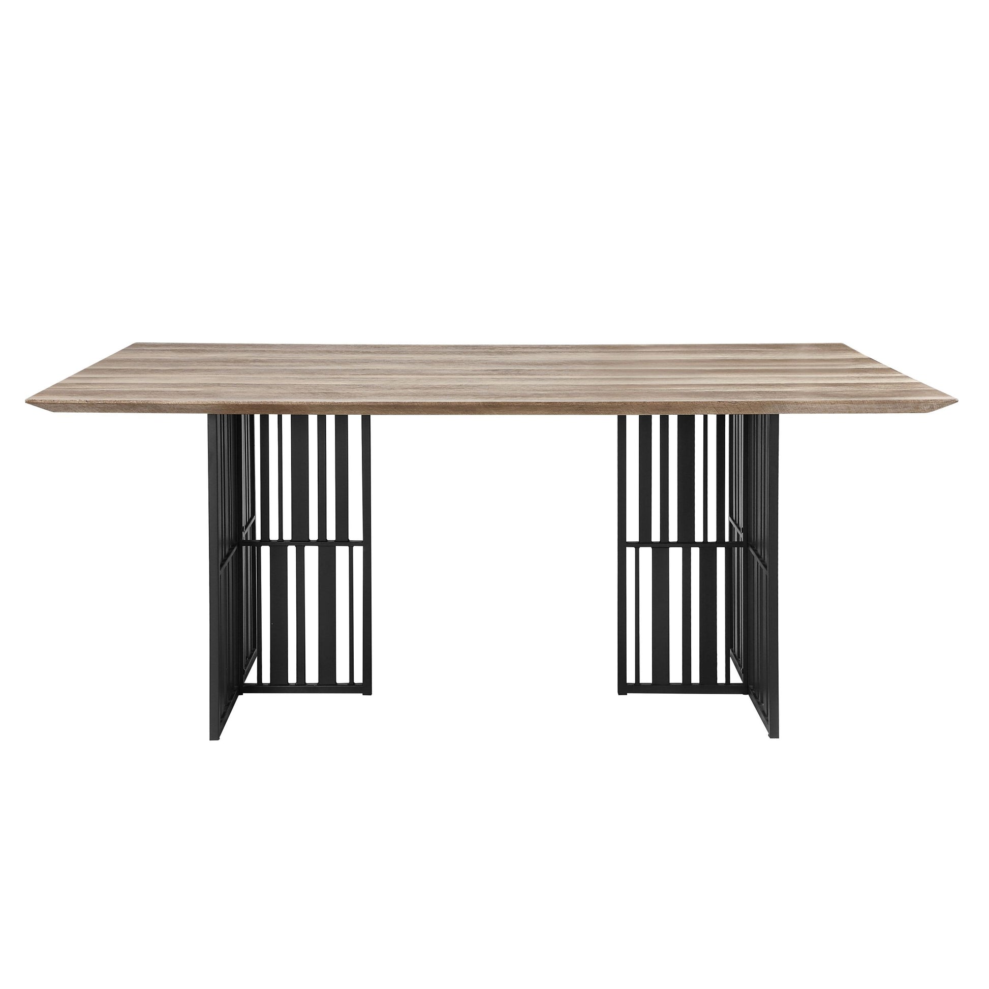 Zudora Dining Table, Antique Oak & Black Finish Dn01757 Black Mdf