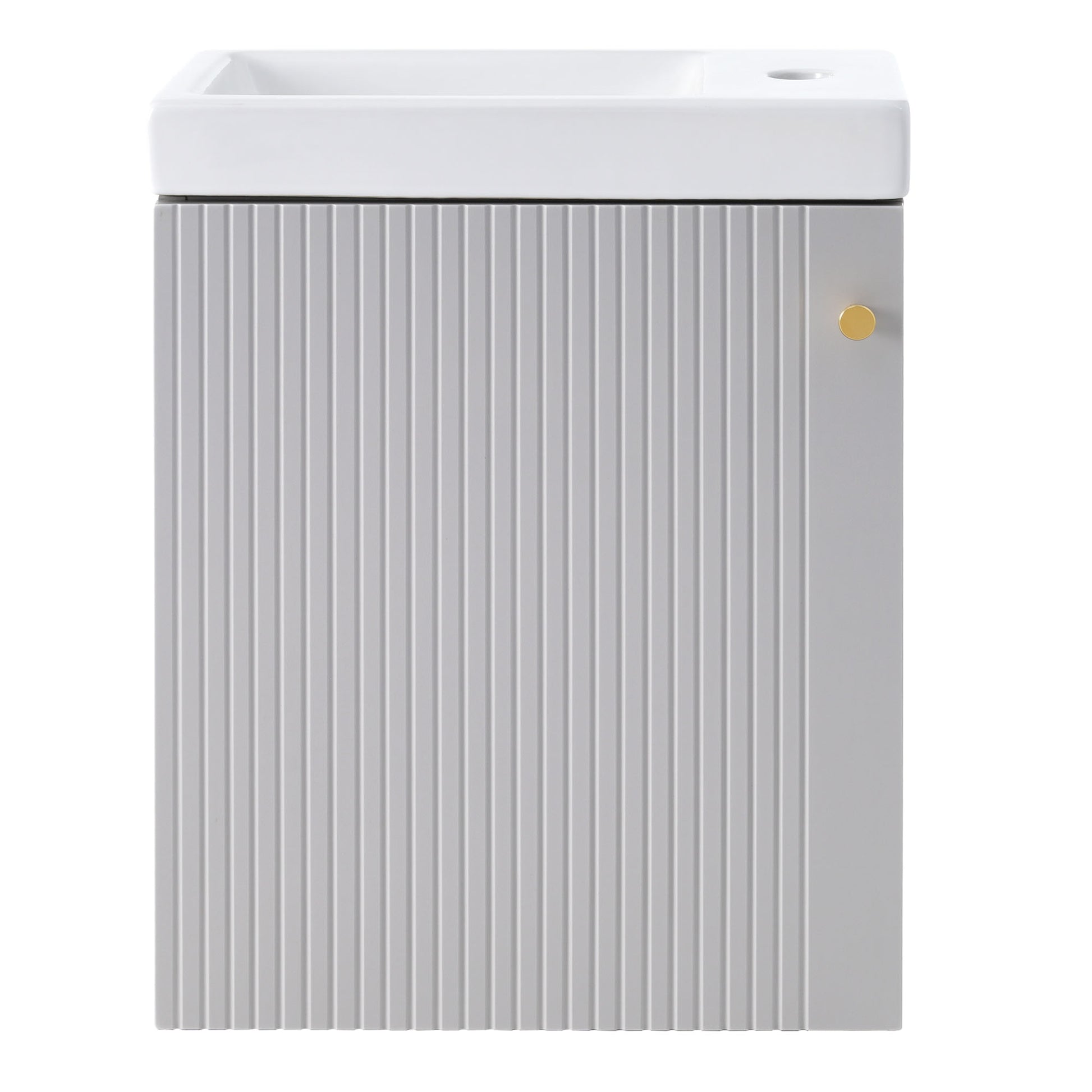 Viedo Contemporary 16" Wall Mounted Bathroom Vanity Combo Cabinet With Ceramic Basin Ideal For Small Bathrooms Grey Mdf