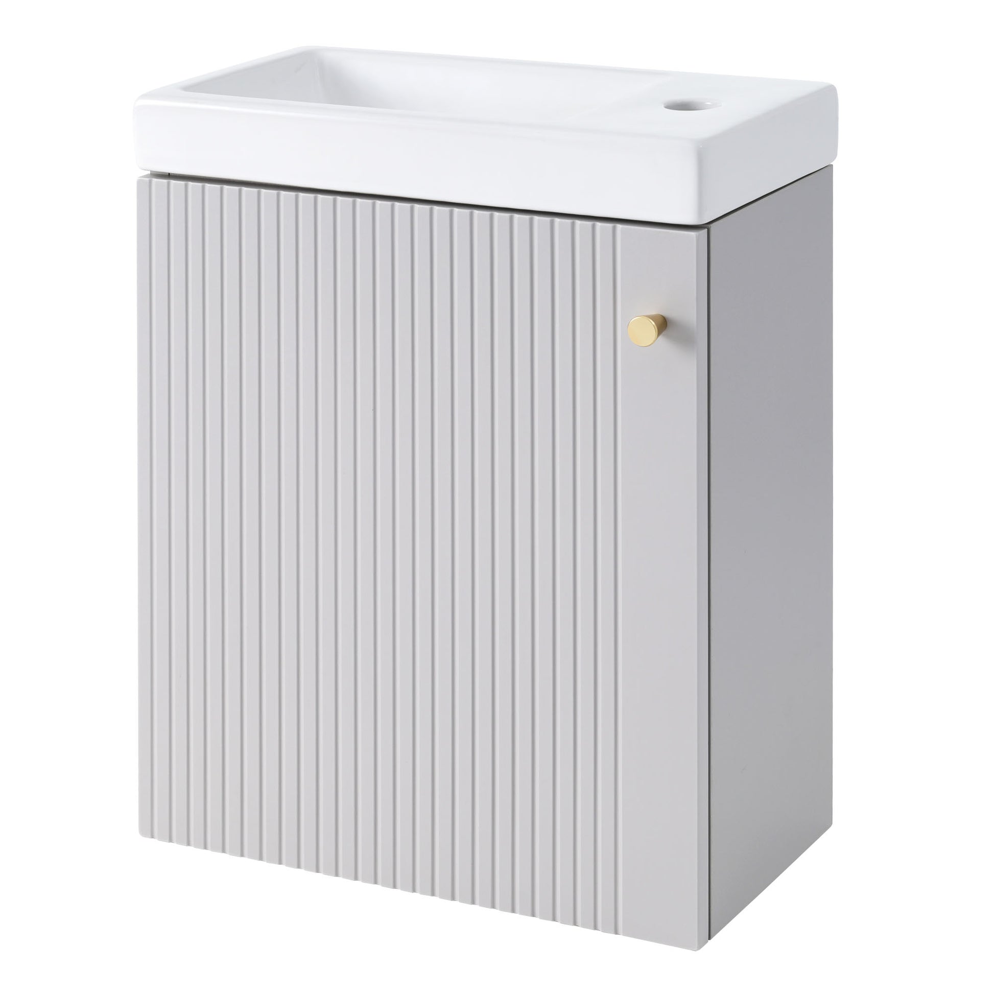Viedo Contemporary 16" Wall Mounted Bathroom Vanity Combo Cabinet With Ceramic Basin Ideal For Small Bathrooms Grey Mdf