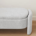 Ottoman Oval Storage Bench 3D Lamb Fleece Fabric Bench With Large Storage Space For The Living Room, Entryway And Bedroom,Gray Gray Polyester