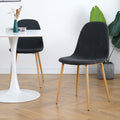 Deep Grey Modern Fabric Chairs With Wood Transfer Metal Leg Set Of 4 Dark Gray Metal