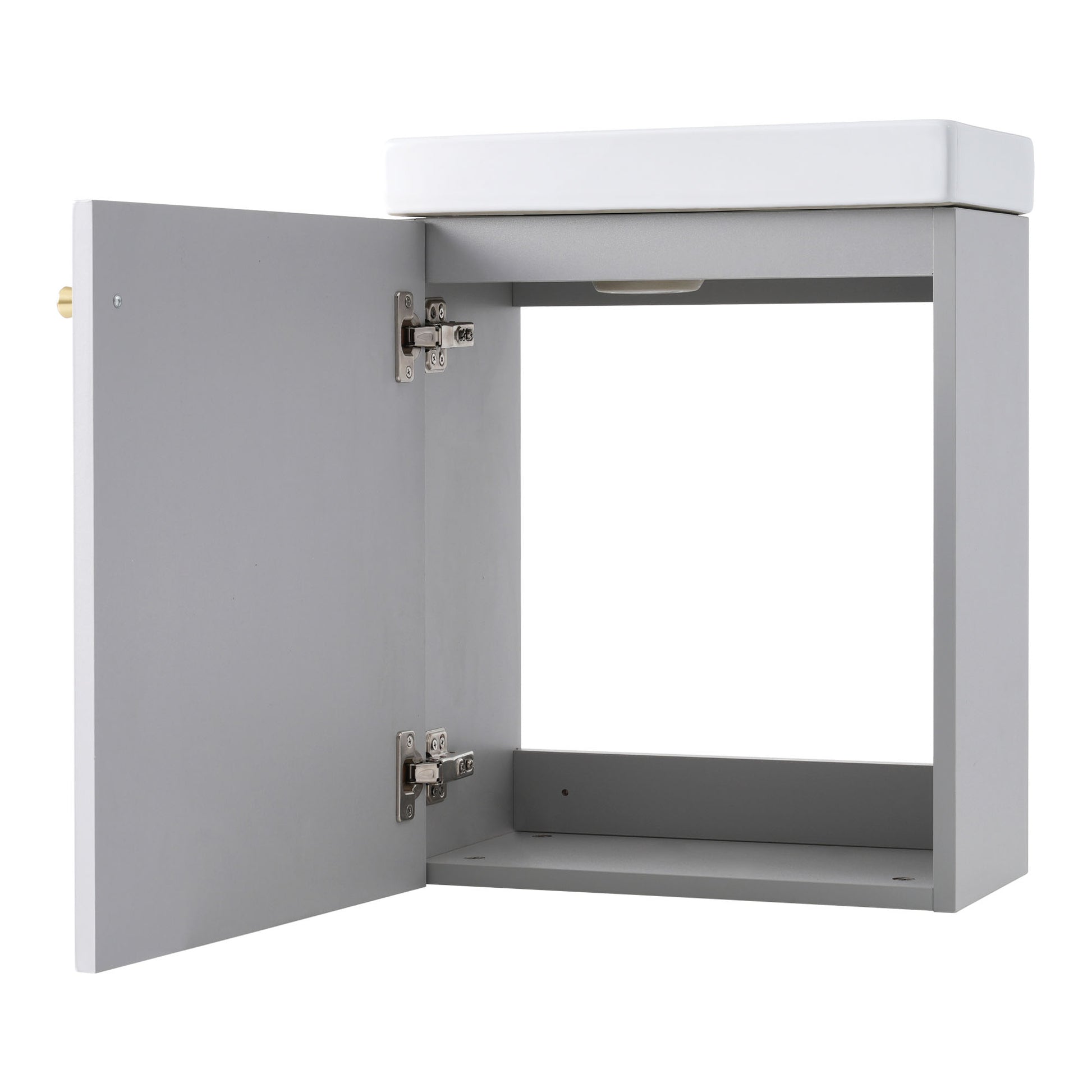 Viedo Contemporary 16" Wall Mounted Bathroom Vanity Combo Cabinet With Ceramic Basin Ideal For Small Bathrooms Grey Mdf