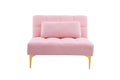 Convertible Single Sofa Bed Futon With Gold Metal Legs Teddy Fabric Pink Pink Teddy Foam Fabric