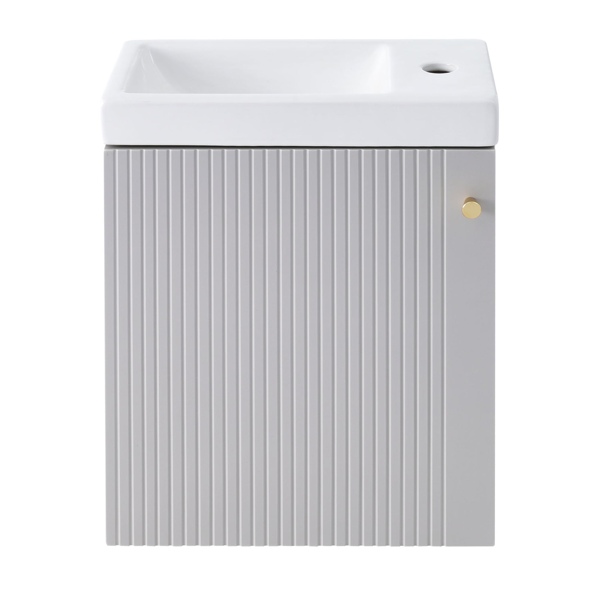 Viedo Contemporary 16" Wall Mounted Bathroom Vanity Combo Cabinet With Ceramic Basin Ideal For Small Bathrooms Grey Mdf